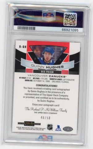 Quin Hughes OPC Platinum Auto Red Prism /50 back